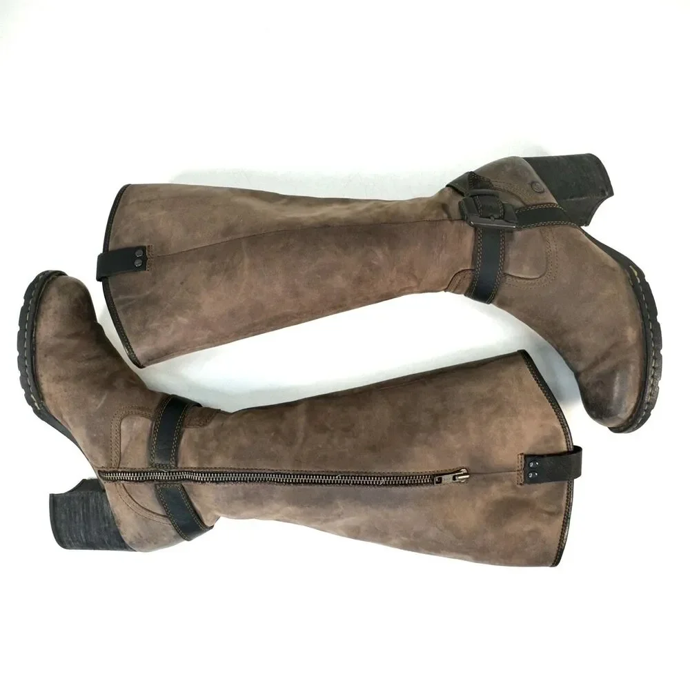 Born Beige Suede Leather Riding Boots Womans Size 7 M Knee High W21989 CQE10
